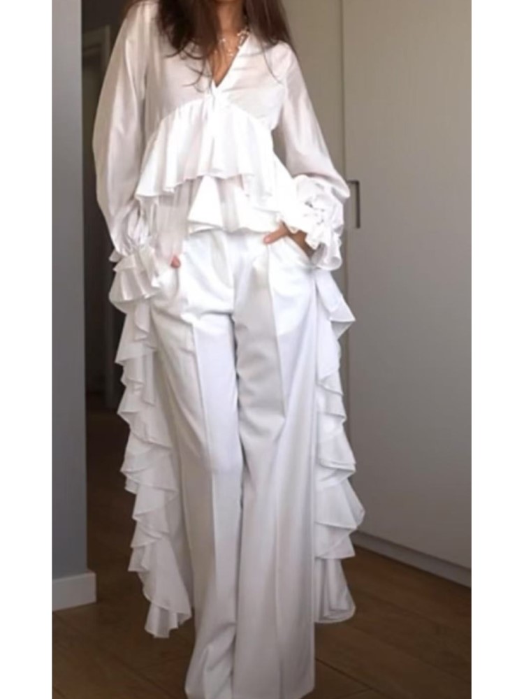 Summer Clothing Holiday - Fashion Ruffles Long Shirt Tops For