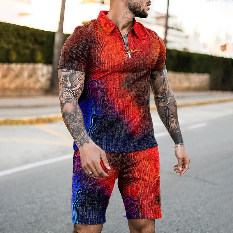Summer Clothing Holiday - Summer Zipper Polo Shirt Suit 2