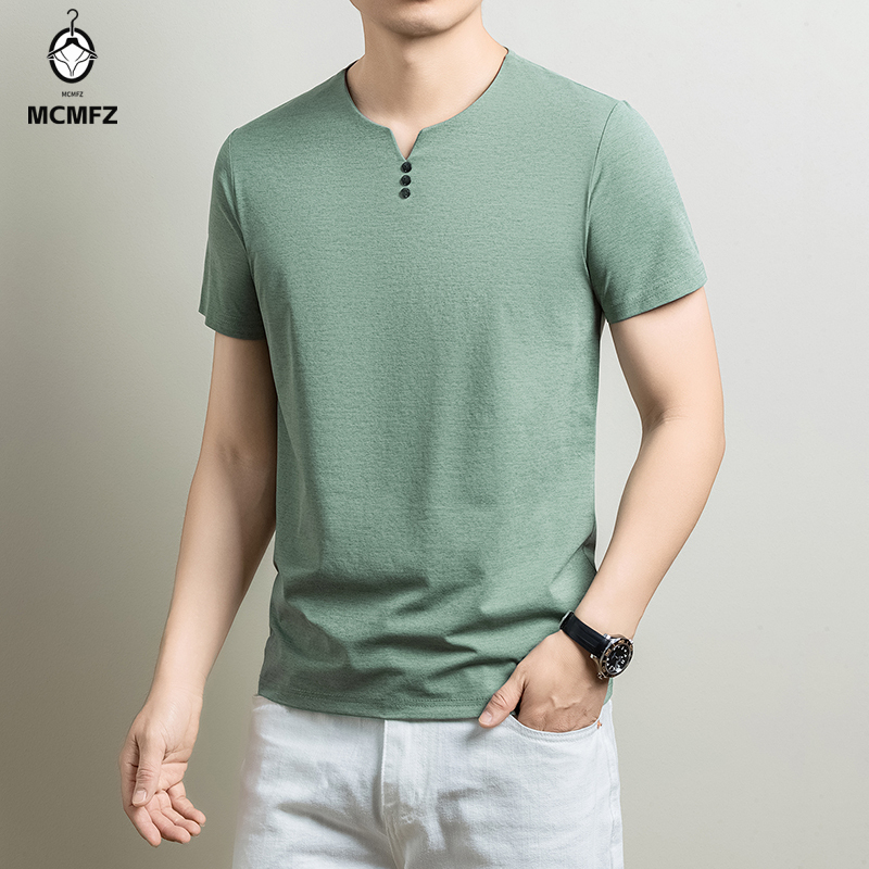 Summer Clothing Guys - Mens Basic Henley T Shirt Comfortable