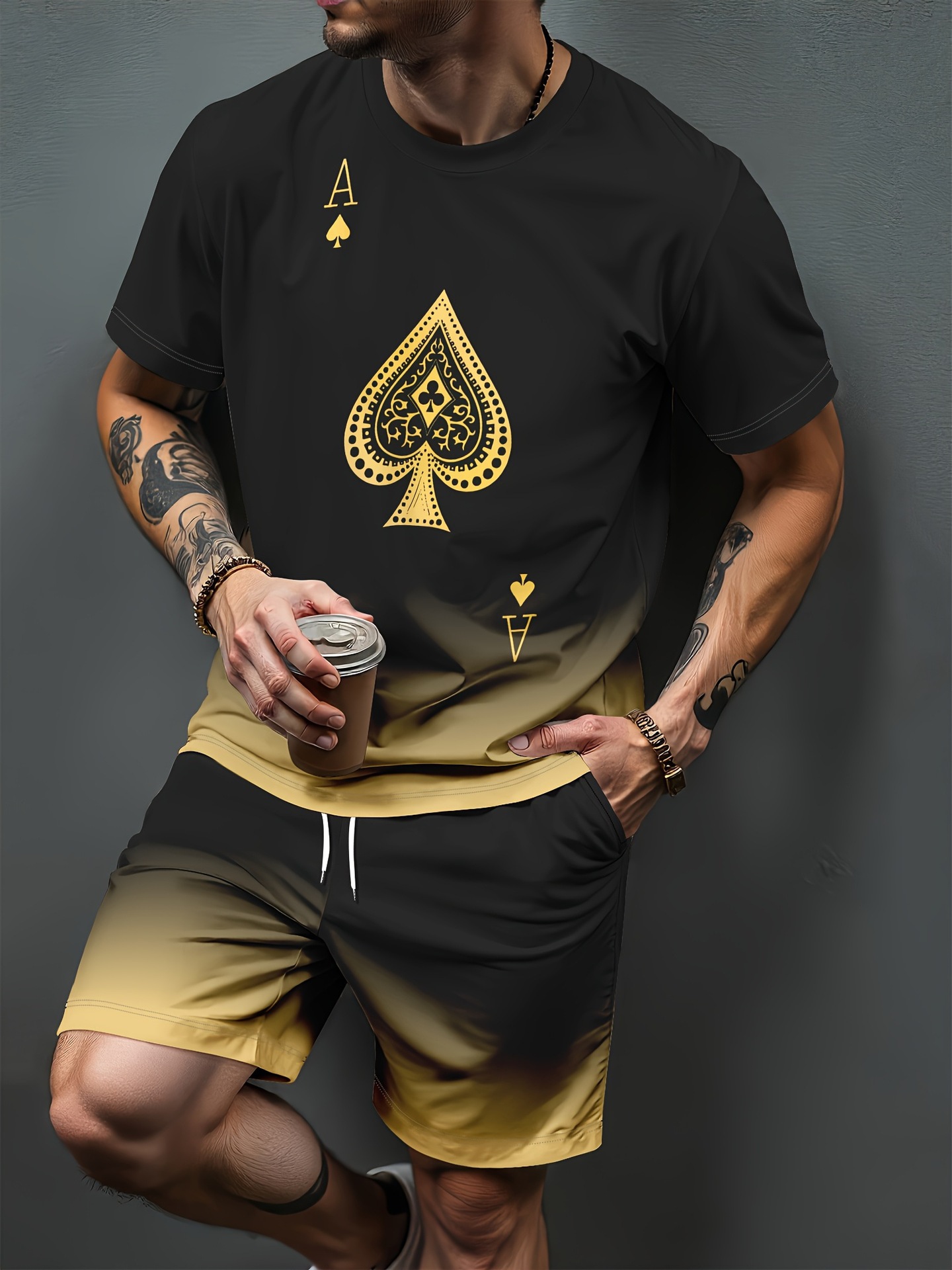 Gradient Letter Pattern 3D Pri - Summer Clothing Guys 评论和价格