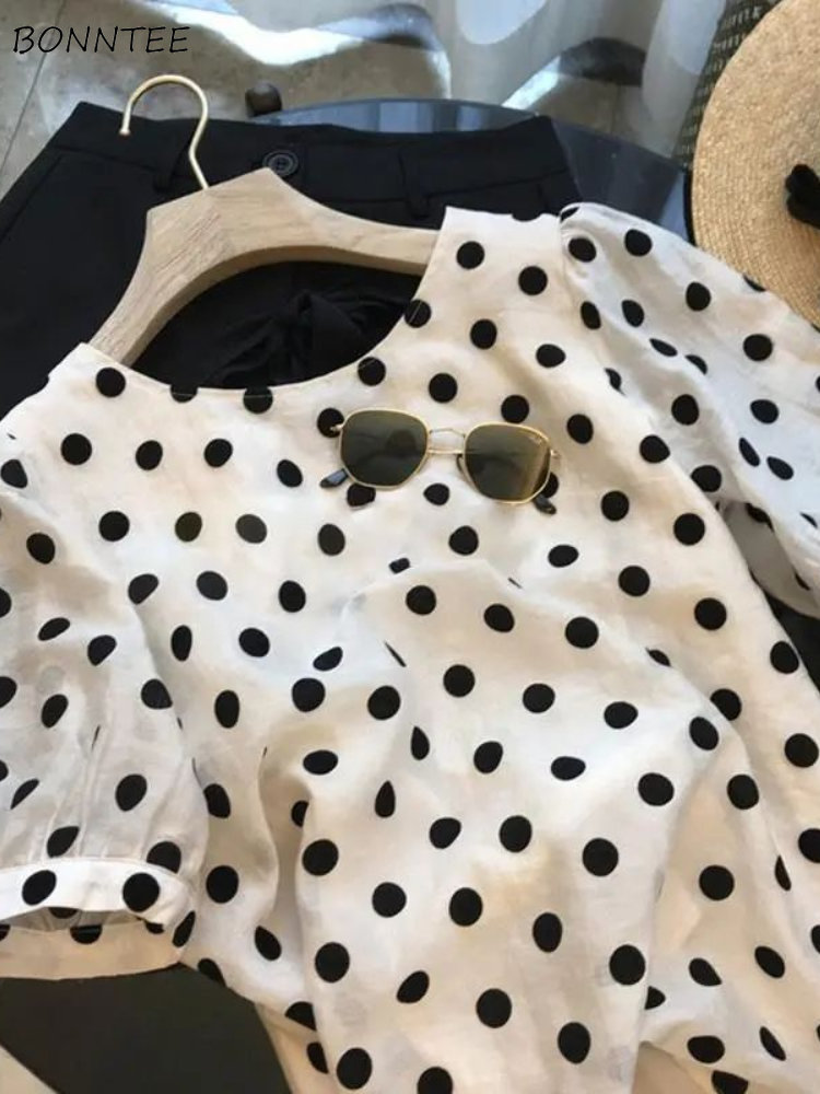 Polka Dot Blouses Women Elegan - Summer Clothing Holiday 评论和价格