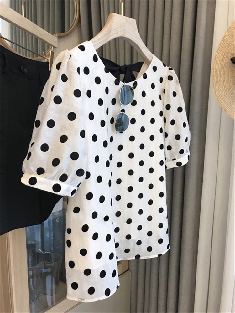 Polka Dot Blouses Women Elegan - Summer Clothing Holiday 评论和价格