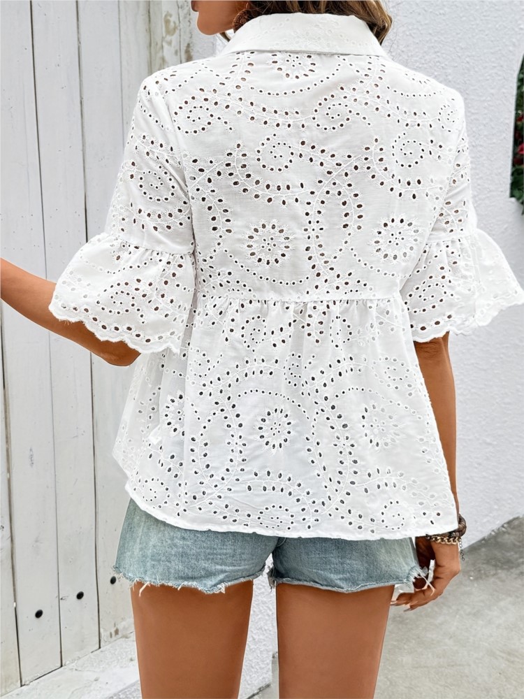 White Lace Hook Flower Hollow  - Summer Clothing Holiday 评论和价格