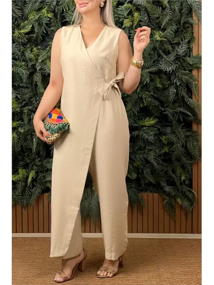 Female Casual Jumpsuit V-Neck  - Summer Clothing Holiday 评论和价格