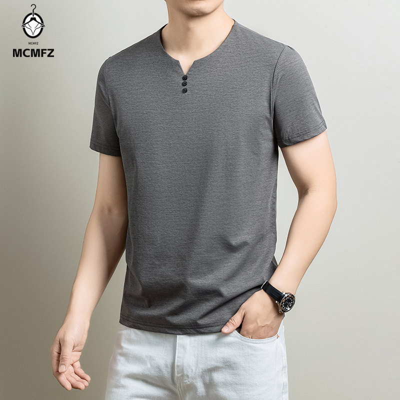 Mens Basic Henley T Shirt Comf - Summer Clothing Guys 评论和价格