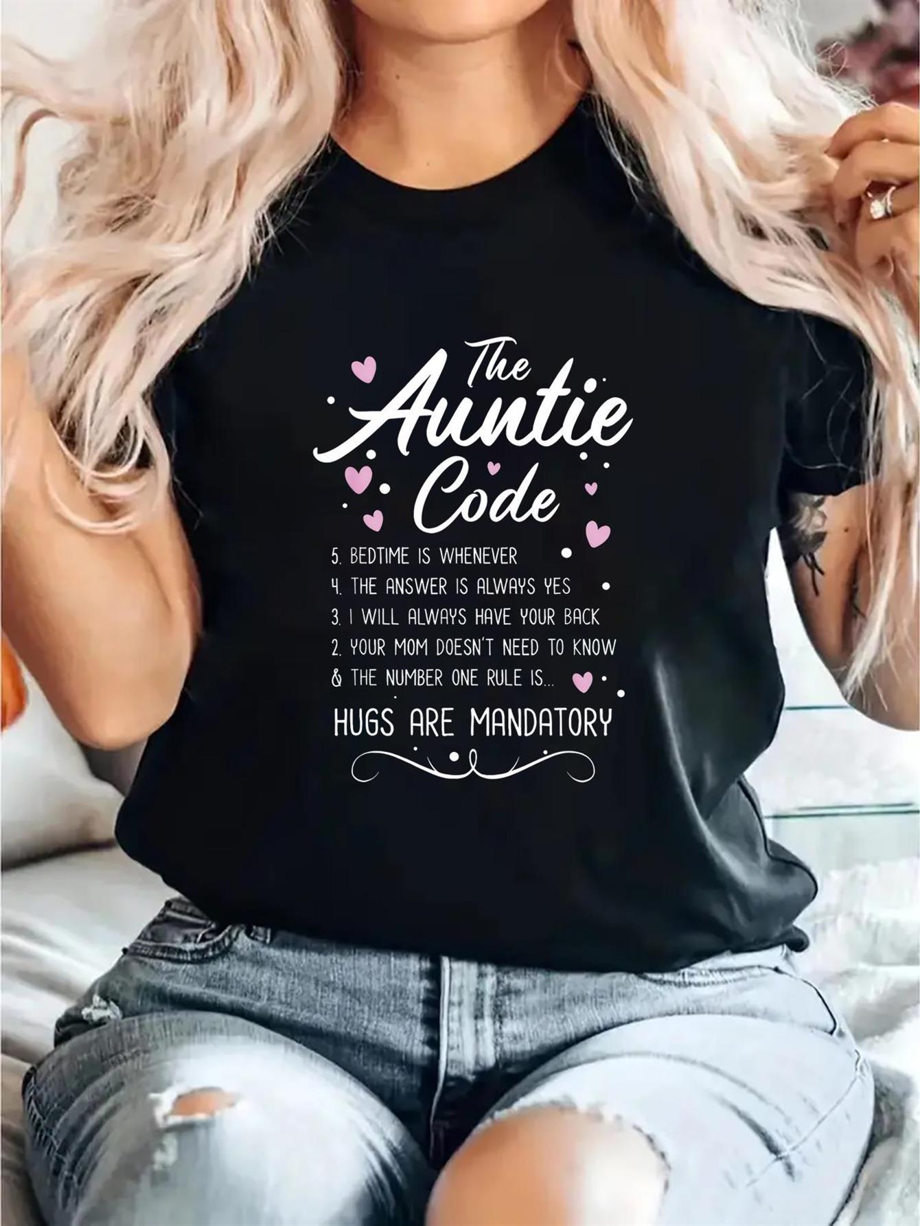 Women's Fun Auntie Themed T-Sh - Summer Clothing Gifts 评论和价格