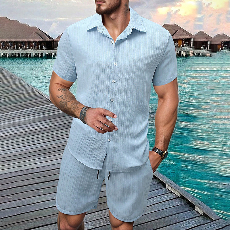 2026 New Men Vertical Wrinkle  - Summer Clothing Guys 评论和价格