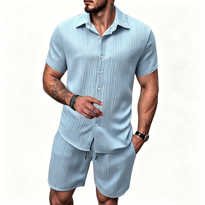 2026 New Men Vertical Wrinkle  - Summer Clothing Guys 评论和价格