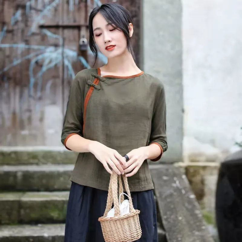 T-shirts Women Chinese Style E - Summer Clothing Holiday 评论和价格