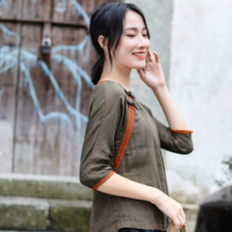 T-shirts Women Chinese Style E - Summer Clothing Holiday 评论和价格