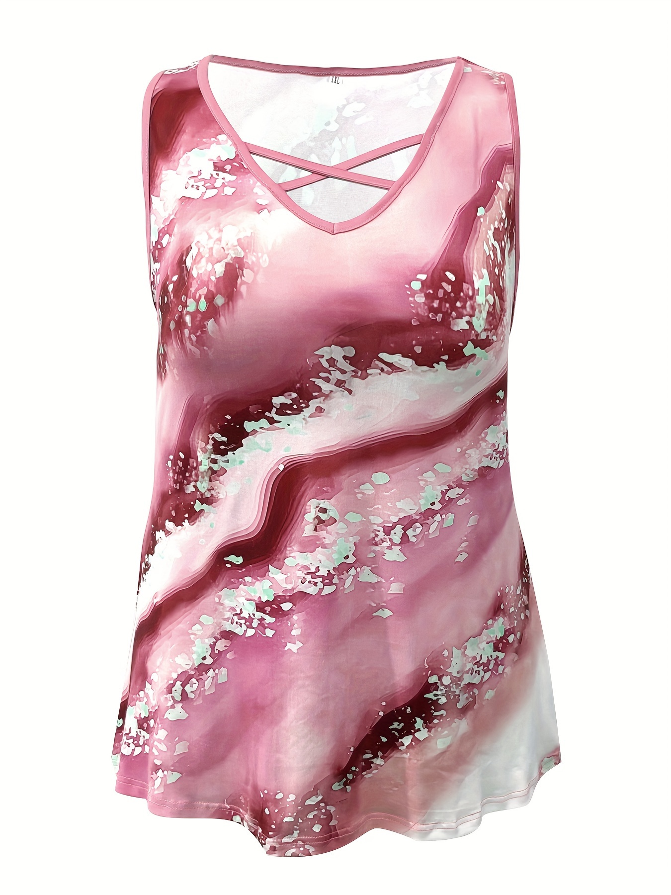 Plus Size Marble Print Tank To - Summer Clothing Plus Size Women 评论和价格