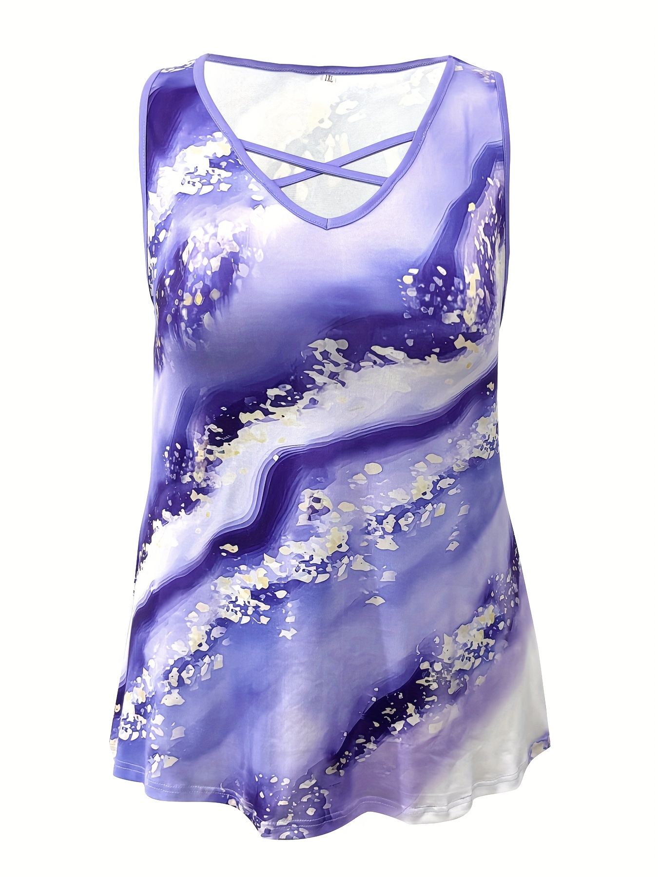Plus Size Marble Print Tank To - Summer Clothing Plus Size Women 评论和价格